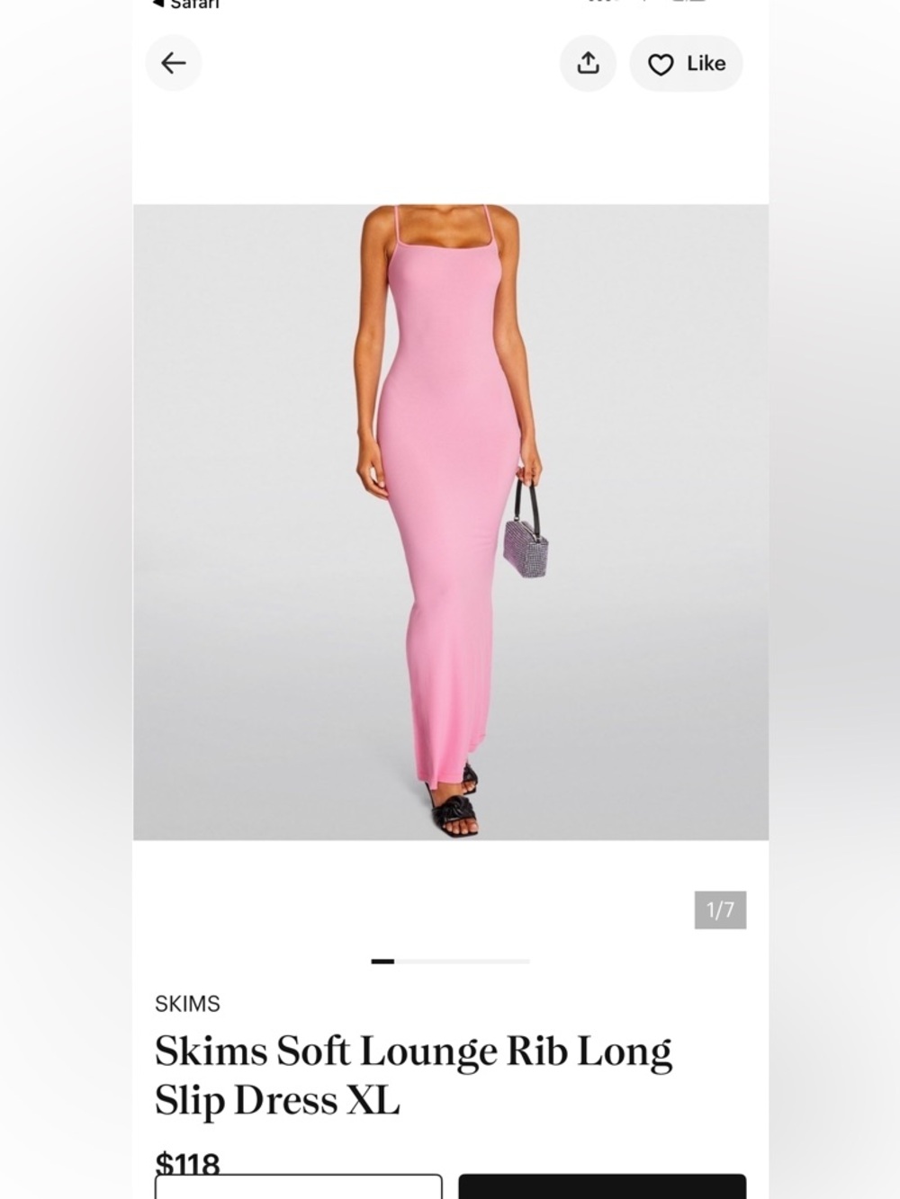 Skims Lilac Ribbed Tank Dress with Spaghetti Straps